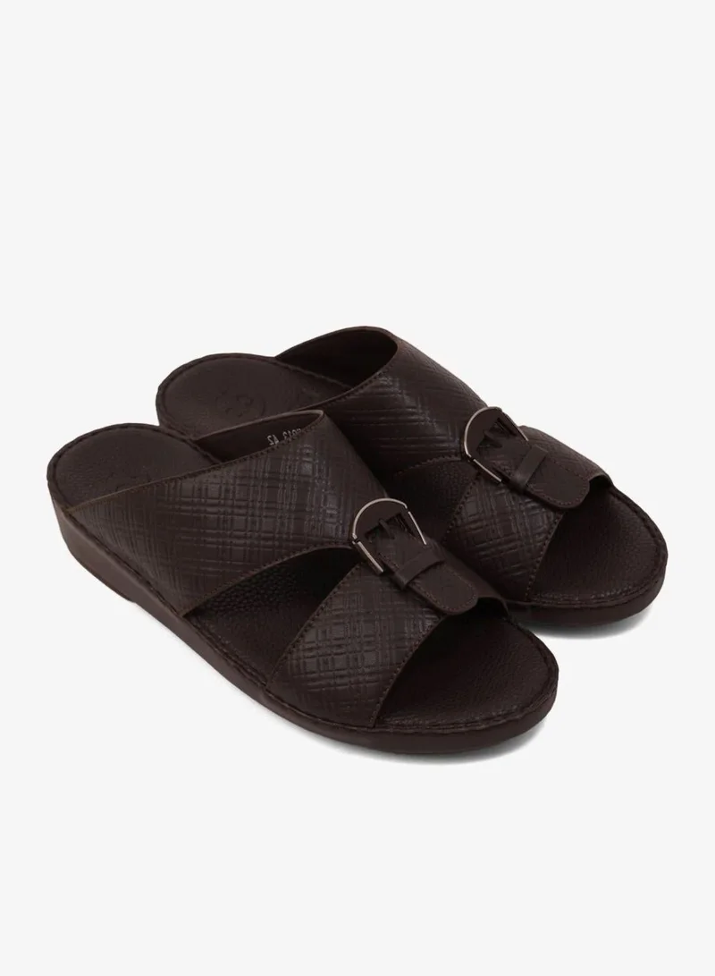 كومفورت بلس صنادل رجالية مريحة جلدية مبطنة سهلة الارتداء بنية